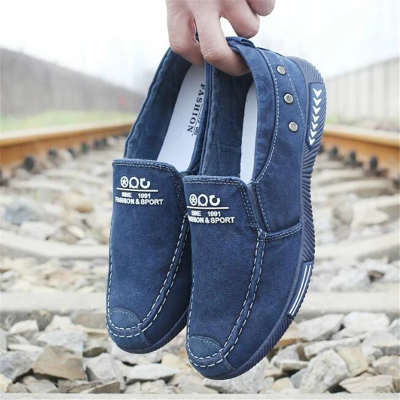 Mens Summer Fashion Denim Casual Shoes Men 2019 New Breathable Brand Outdoor Flats Man Canvas Zapatos De Hombre Size 38-45 | Обувь