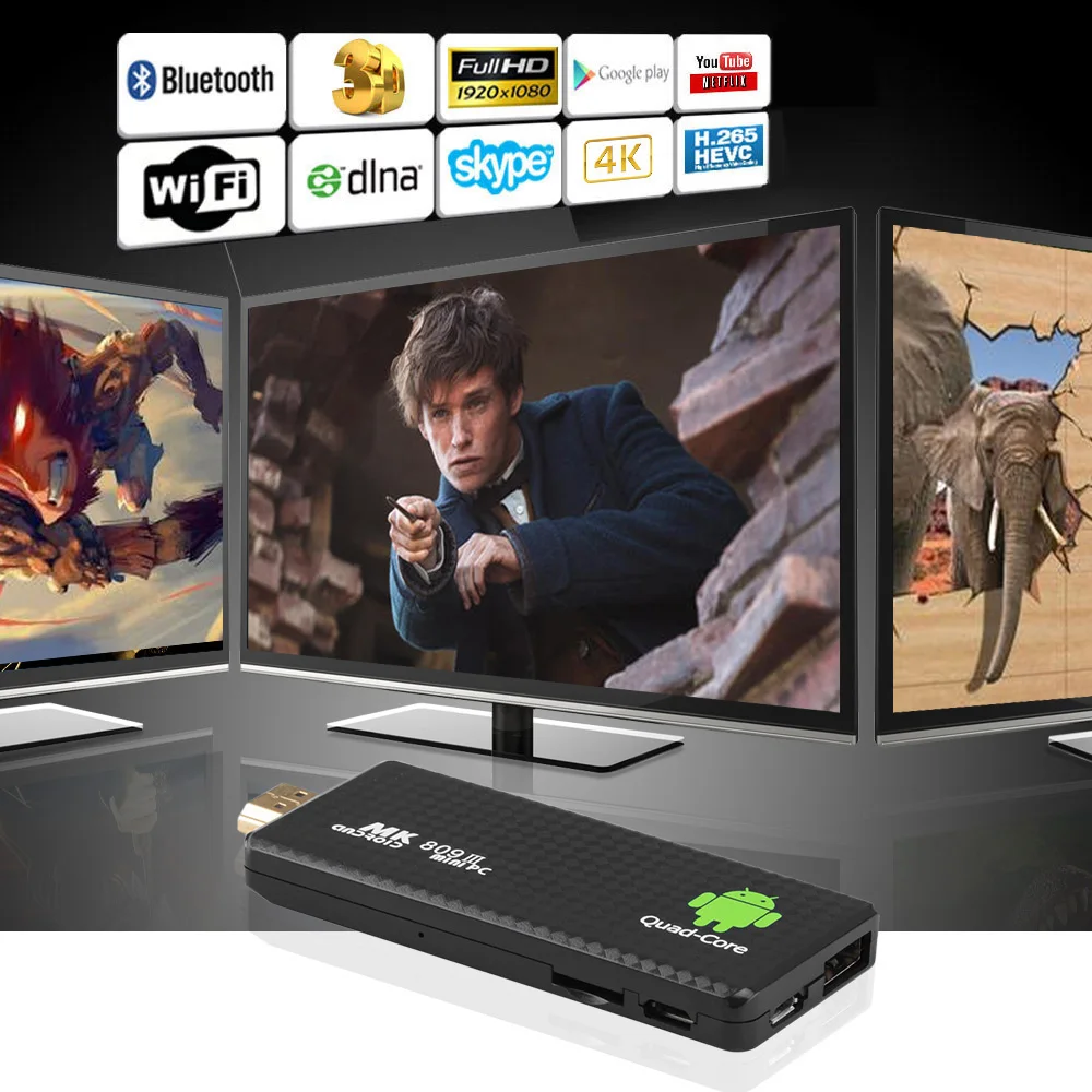MK809 Android 5.1.1 TV Dongle RK3229 четырехъядерный 2G8G STICK 4K HD 3D Мини ПК AirPlay Miracast DLNA WiFi Smart Media Player |