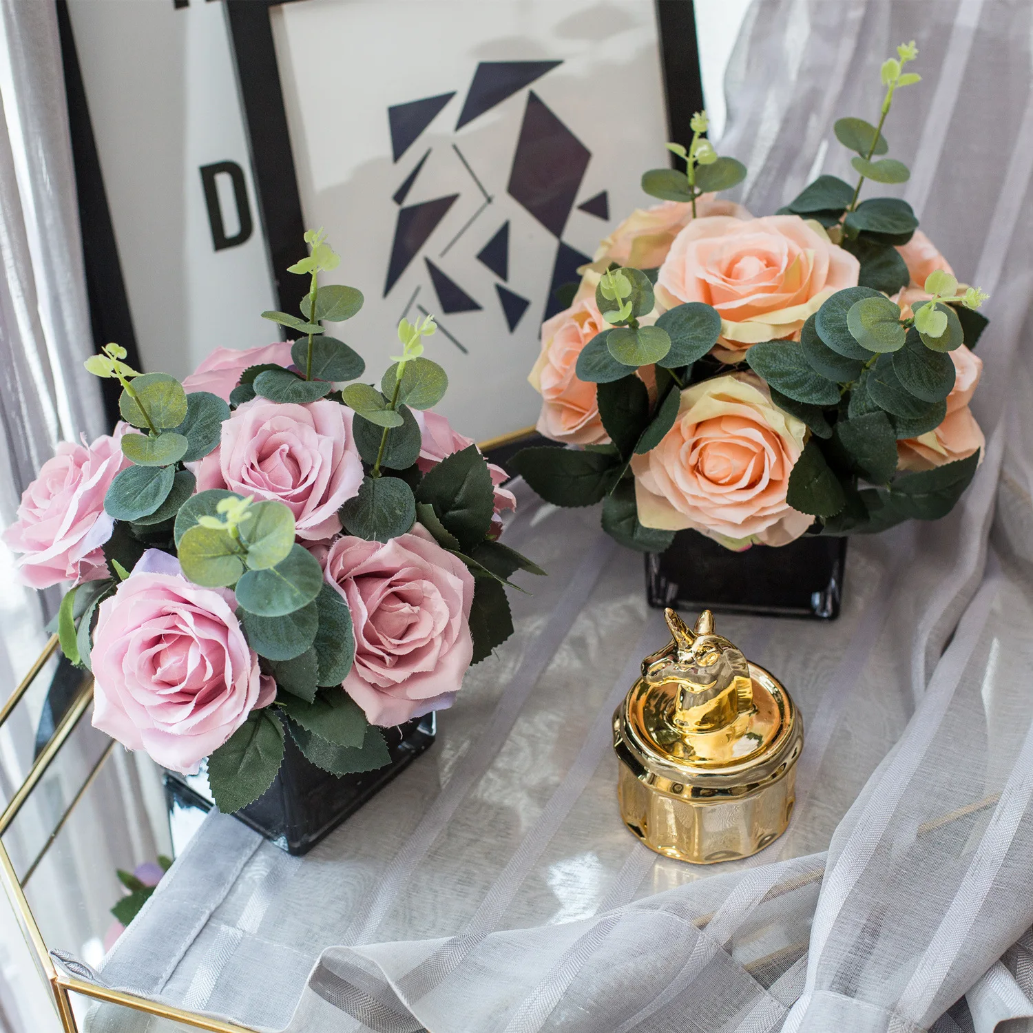 Originality Hydrangea Artificial Flowers Glass Vase Goods Of Furniture For Display Rather Than Use Simulation Flower Suit | Дом и сад