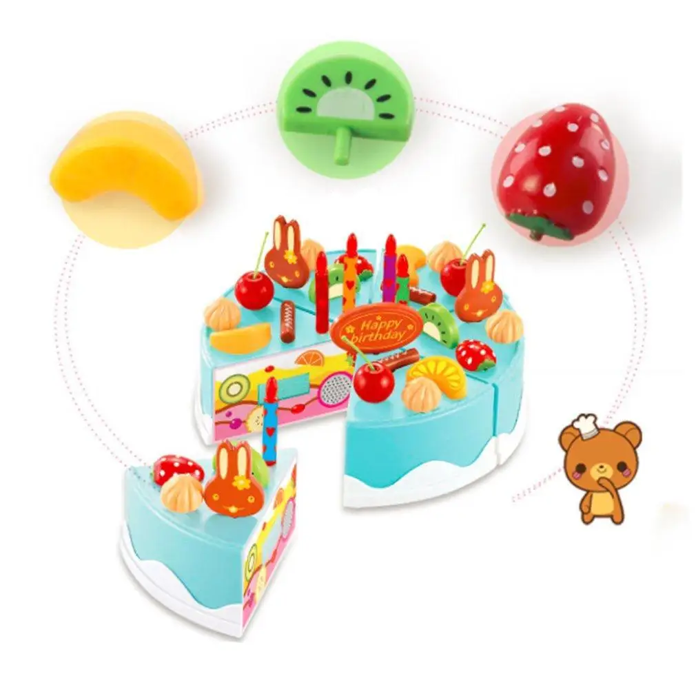 

Children Kids Kitchen Toys DIY Cutting Birthday Cake Pretend Play Food Tea Party Toys for Role Play Heathy Plastic Gift