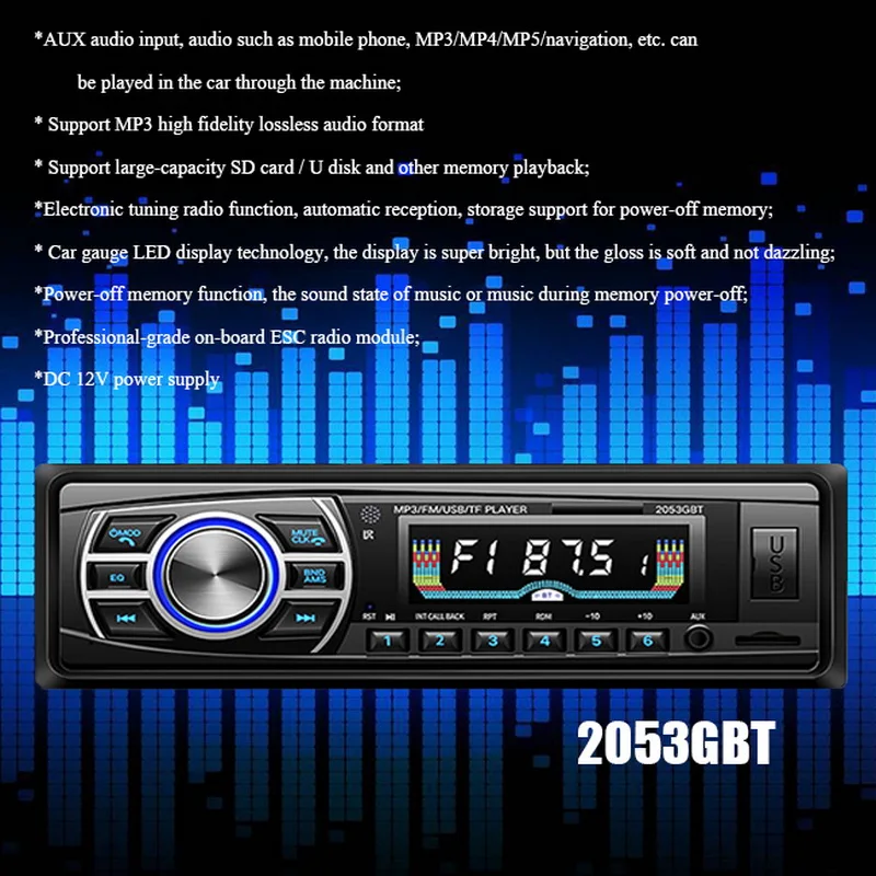 Автомагнитола 1 Din с поддержкой USB/SD/MMC 12 В FM радио Aux in Bluetooth|Автомобильные