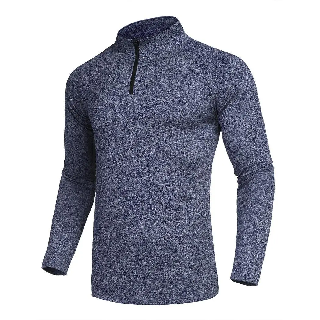 Men Fashion Round Neck Long Sleeve Solid Winter Spring Autumn Zipper Lightweight Casual Sporting T-shirt | Мужская одежда