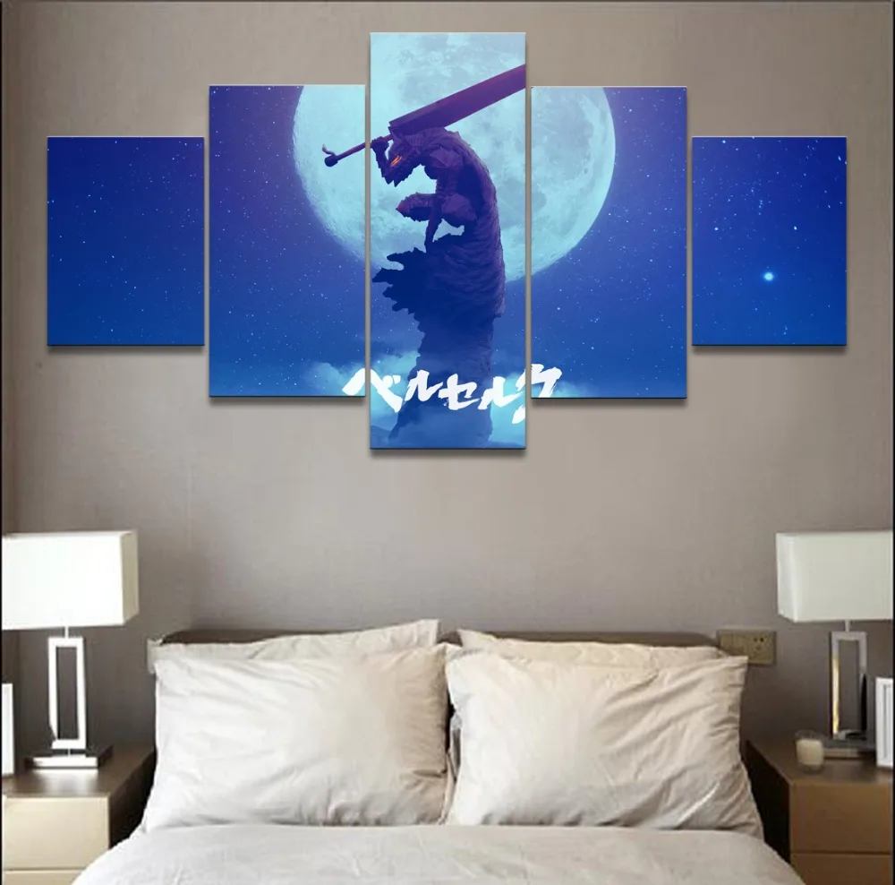 Печать холст картина плакат 5 шт. Anime Berserk кишки Moon Shadow меч изображение воина Wall Art