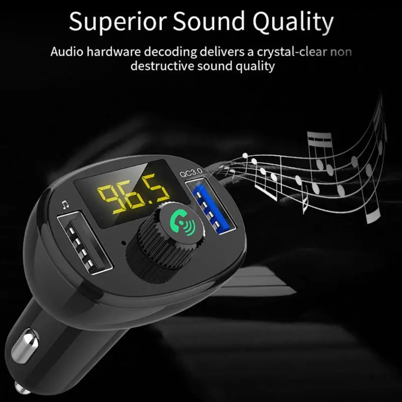 QC3.0 беспроводной Bluetooth автомобильное USB зарядное устройство FM модулятор