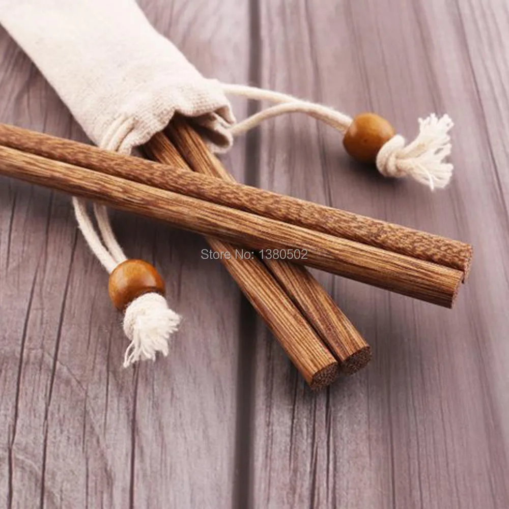 

2 пары переносные натуральные деревянные палочки для еды Нескользящие здоровые многоразовые палочки с мешком посылка