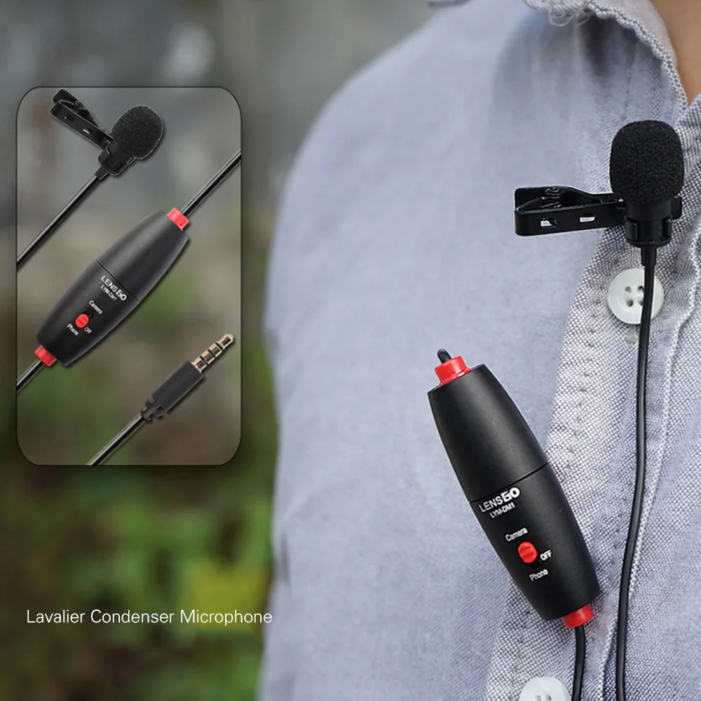 LENSGO LYM DM1 мини всенаправленный Lavalier видео конденсаторный микрофон с кабелем 6 м