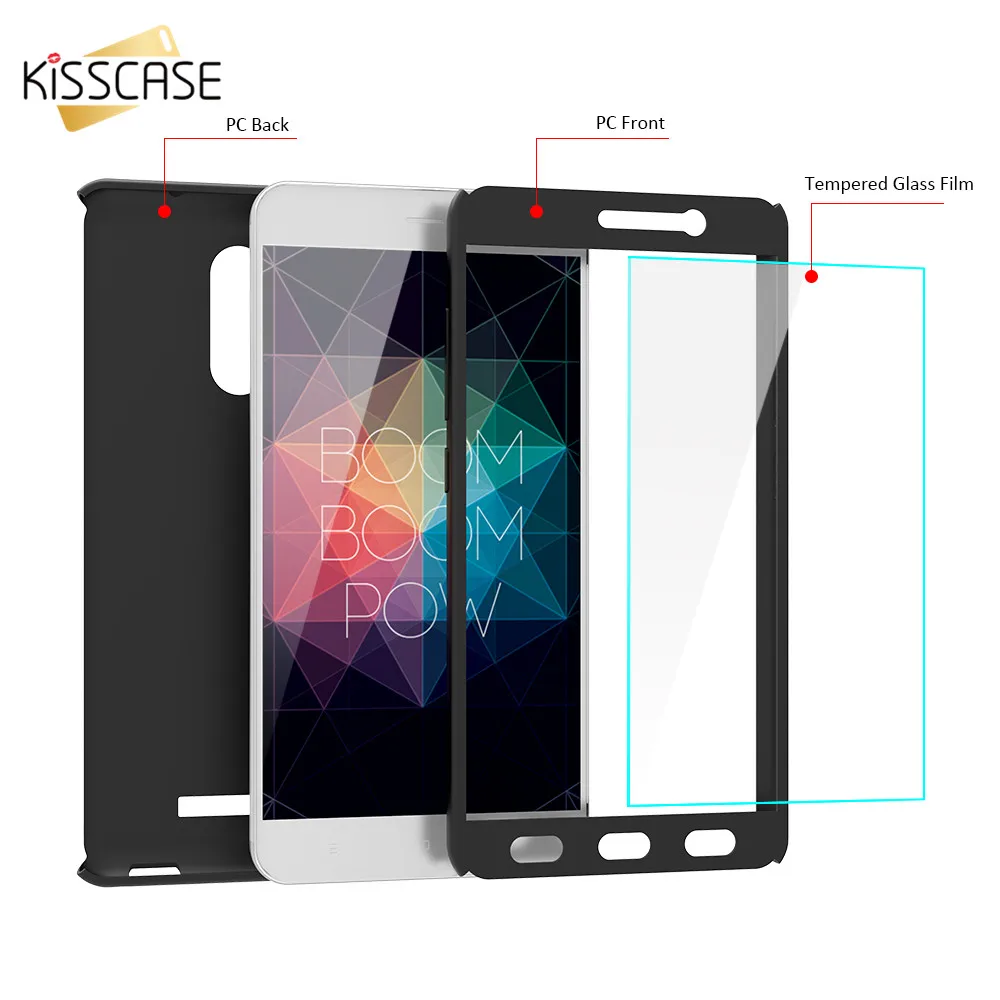 KISSCASE 360 чехлы для телефонов с полным корпусом Redmi Note 4X 4A модные 4 3 3S защитным