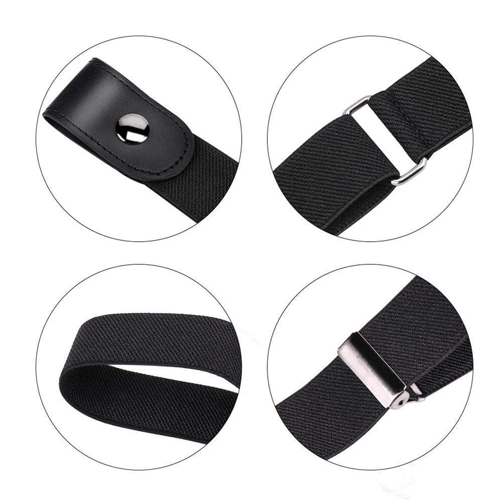 Creative Women Invisible Buckle Faux Leather Stretchy Waist Belt Men Fashion Waistband Gifts Black Friday Deals | Аксессуары для