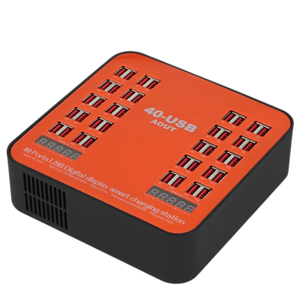 WLX 840 USB зарядное устройство 200 Вт 40 портовое настенное двойной цифровой дисплей