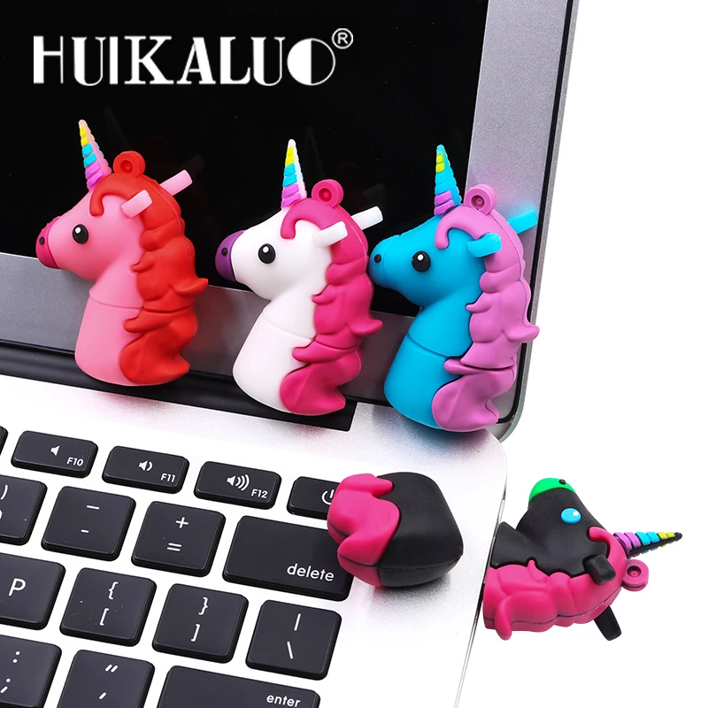 Силиконовый мультяшный Единорог USB флеш накопитель Флешка 128 Гб 64 ручка в стиле