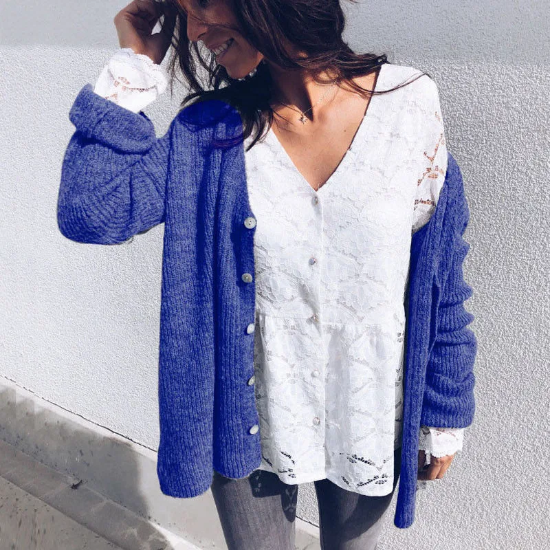 4 Pure Colors Autumn Spring Knitwear For Women's Cardigan Top Fleece Fur Sweater Long Sleeve Sexy V-neck Winter Warm |