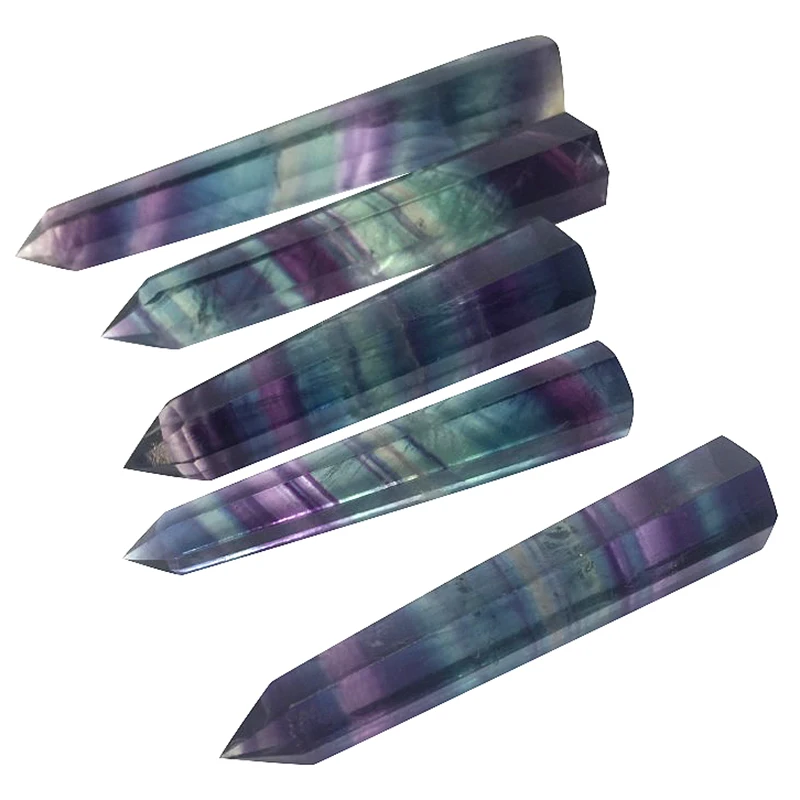 Оригинальный камень флюорит шесть призм Красочные Флюорит украшения фиолетовый