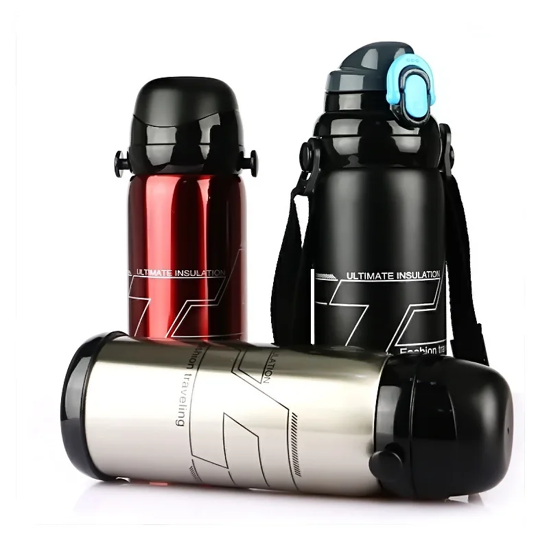 Stainless Steel Outdoor Vacuum Flask Cup Sports Water Bottle Creative Gift Large Capacity Insulation Pot With Rope | Дом и сад