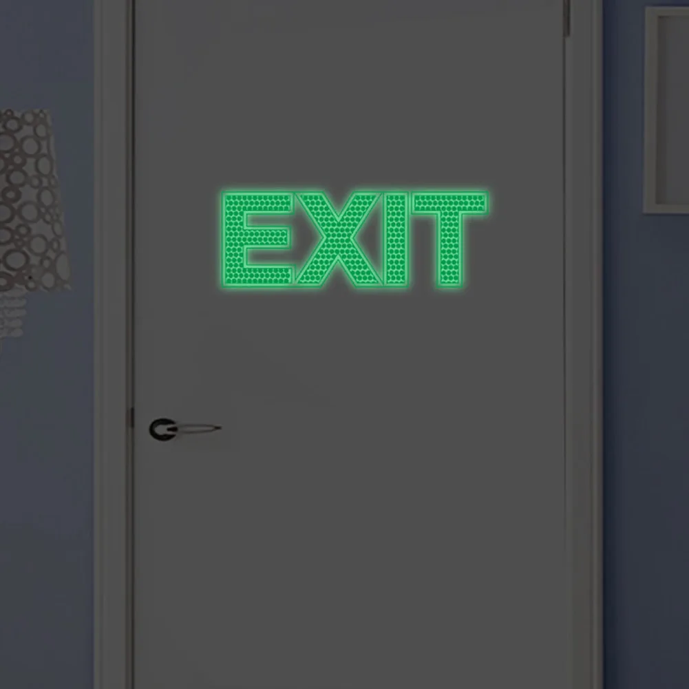 Luminous Green Light Exit Wall Sticker Decal Emergency Door Gate Safety Sign Room Decoration Stickers | Дом и сад