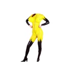 Латексный комбинезон с полным покрытием, желтый и черный, с длинными рукавами, двойной грудной костюм, размер XXS-XXL