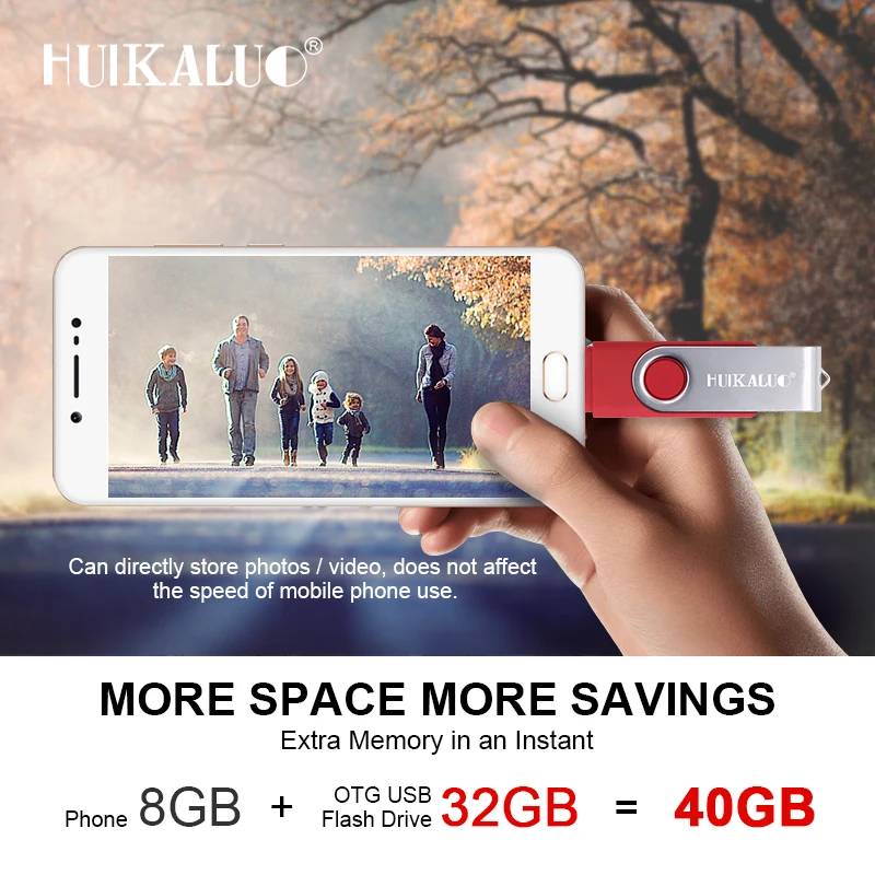 Металлический флеш-накопитель Huikaluo USB OTG 64 ГБ 32 мини-накопитель для