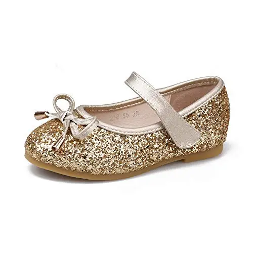 

Msmax Glitter Ballerina Flat Shoes Slip on Mary Jane for Girls