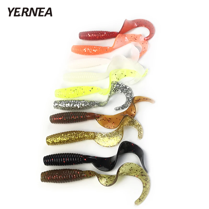

Yernea 10pcs/Lot Fishing Tackle 6cm 1.8g Silicone Soft Baits Fishing Lure Soft Lure Worm Shrimp Tail Maggots Ocean Rock Carp