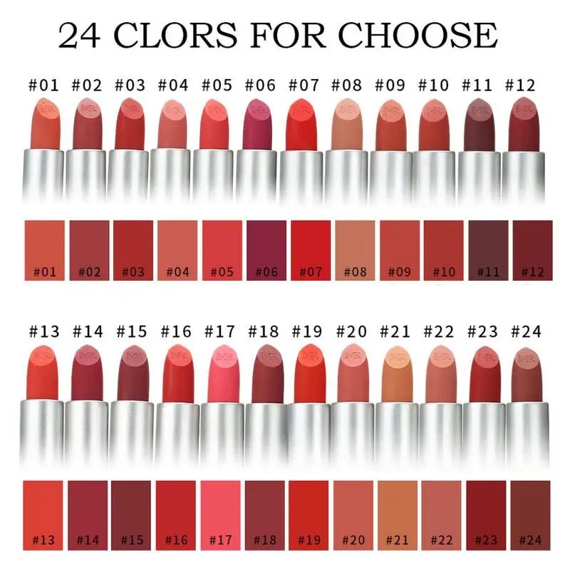 24 Color Optional Lipstick Sexy Bright Non-stick Cup Moisturizing Long Lasting Highly Pigmented |