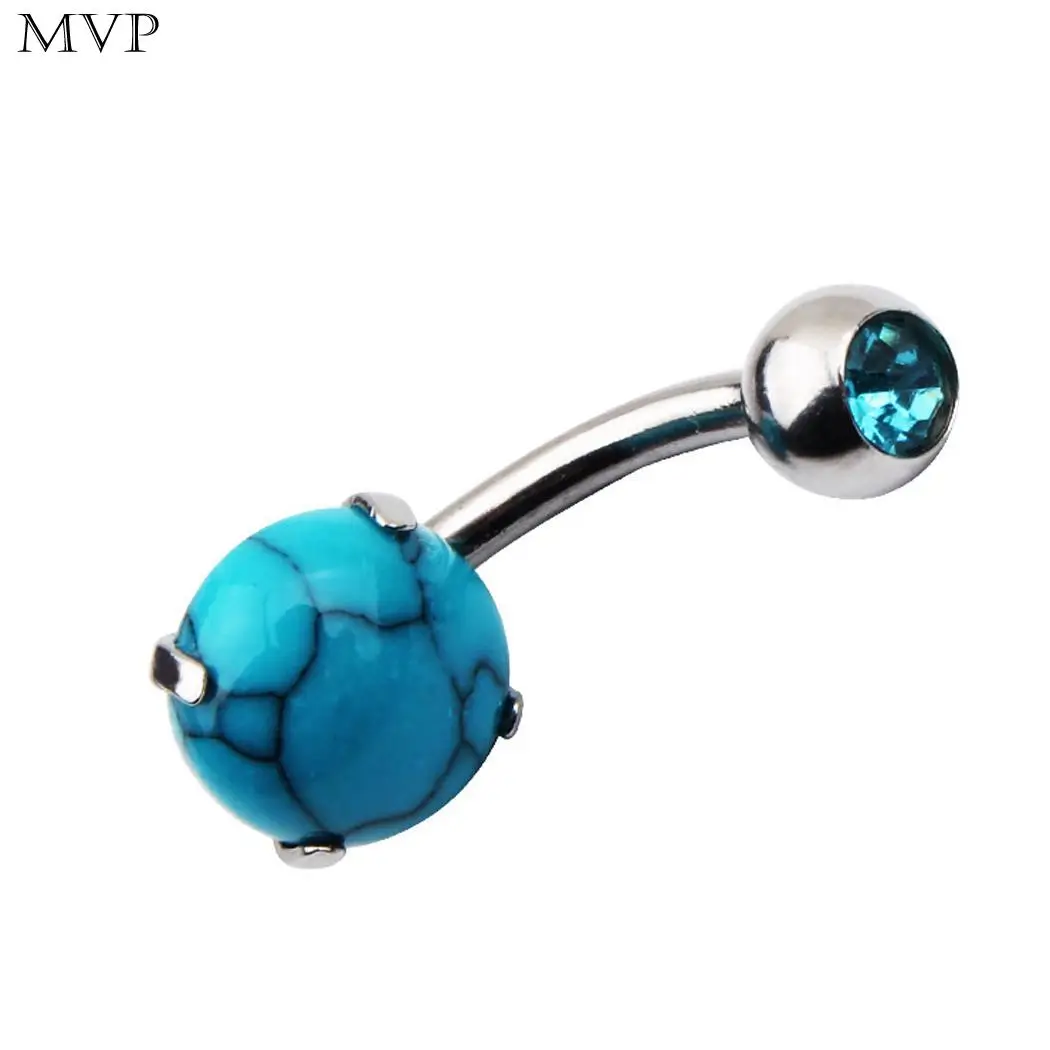 Women Fashion Belly Piercing Jewelry Blue Gem Rhinestone Round Navel Nail Casual Daily Party etc. Ring |
