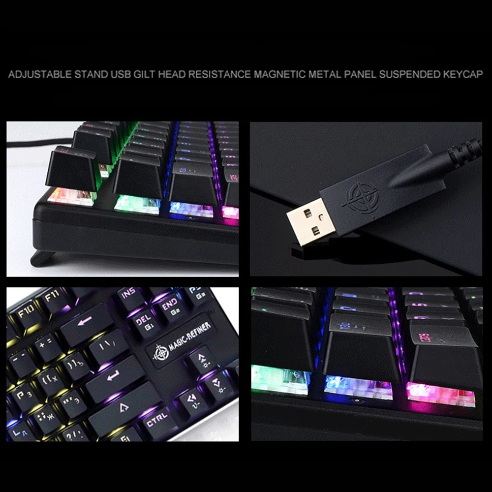 Механическая игровая клавиатура Magic-Refiner русская версия USB Проводная подсветка RGB