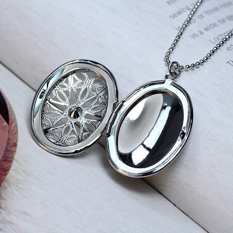 New Floating Charm Open Locket Pendant Necklace Hollow oval crystal Photo Jewelry Necklaces &amp Pendants YT66N | Украшения и