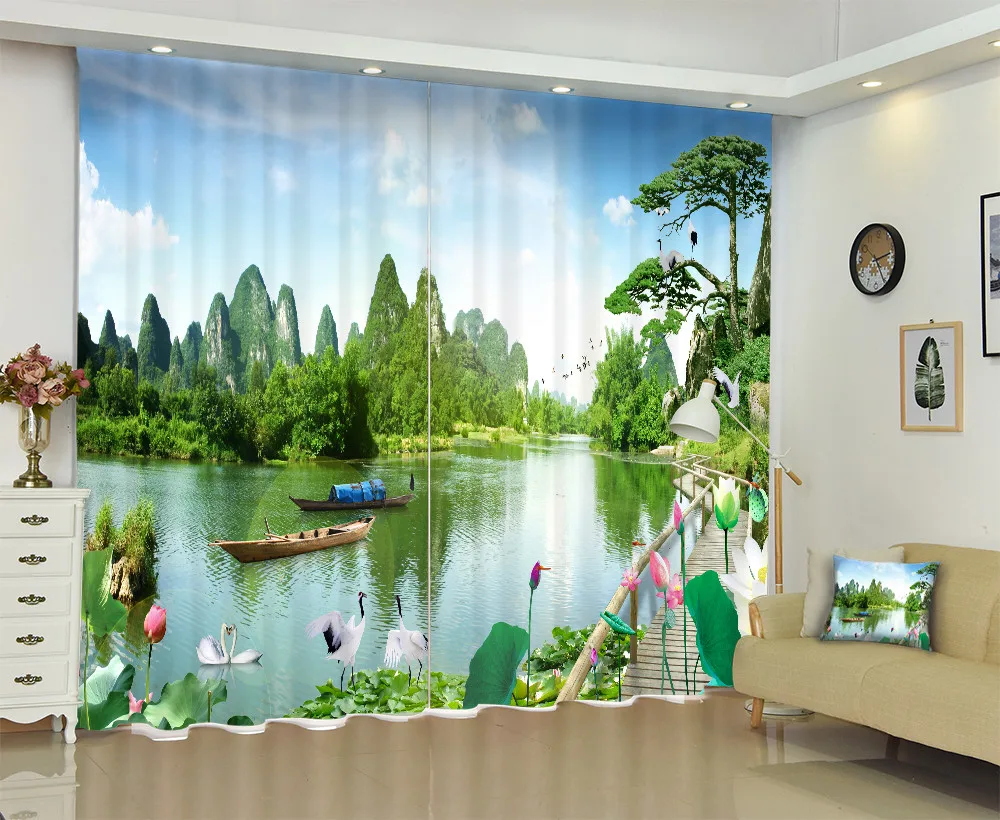 

Printing Of Chinese Landscapes Window Curtain 3D Curtains For Living Room