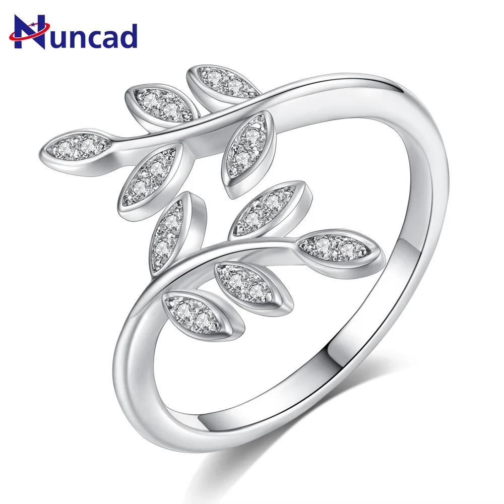 Посеребренный лист в форме кольца для женщин Белое Женское кольцо с цирконом