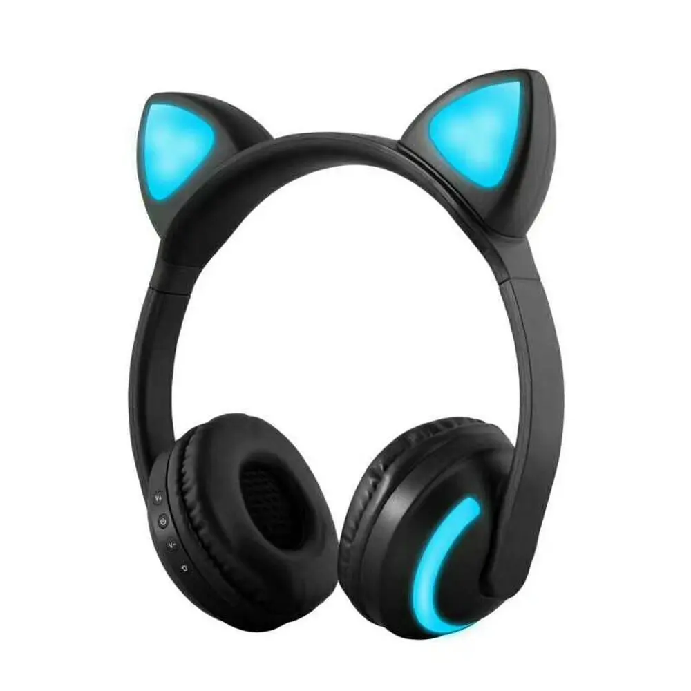 Беспроводная Bluetooth гарнитура со светящимися кошачьими ушками стереонаушники с