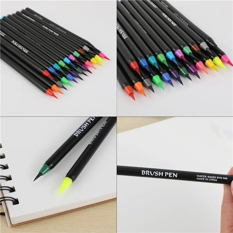

24/48 Colors Brush Pen Drawing Painting Watercolor Art Marker Pens And 1 Water Brush To Color Draw Comic Design School Supplies