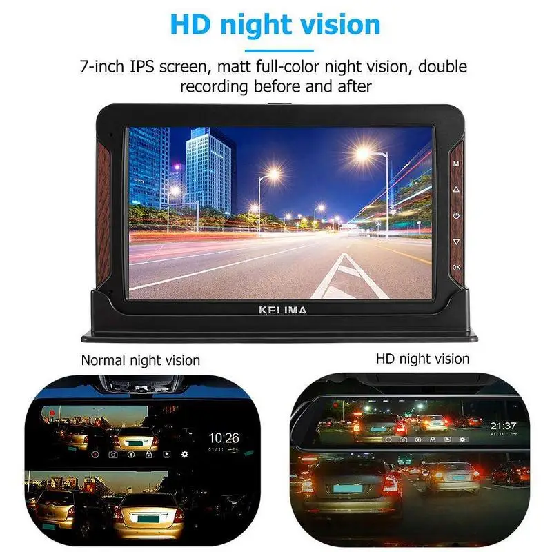 7 Inch 170 Degree KELIMA HP-988T Car DVR Camera Dual Lens Night Vision Dash Cam Recorder Dual-core CPU 1080P HD Rear View | Автомобили и