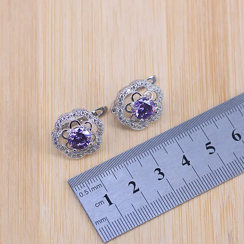 Фиолетовая Роза кубический циркон серебряный цвет бижутерия вечерние