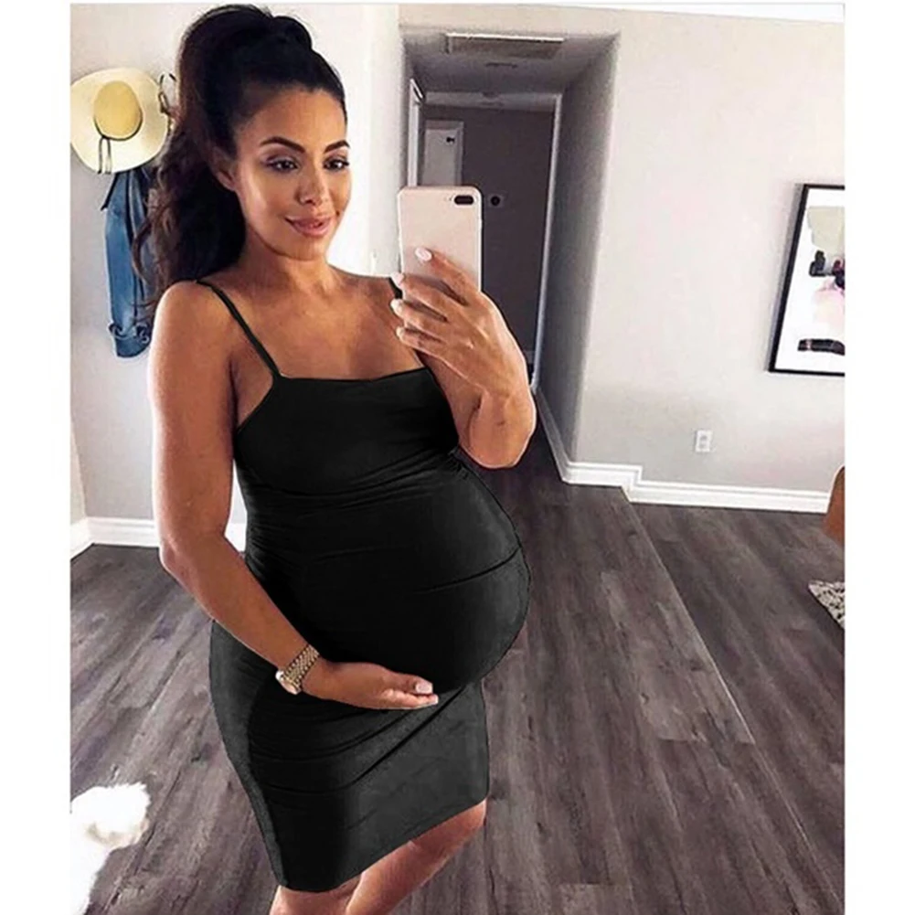 Женское Повседневное платье без рукавов для беременных облегающее новинка 2019 |