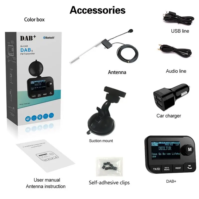 Автомобиль dab цифровой адаптер радио FM передатчик bluetooth ресивер MP3 плеера с Crystal