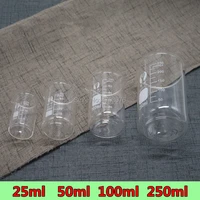 pyrex beaker lab glassware round flask borosilicate glass flat bottom for scientific experiment 2550100250ml 4pcsset