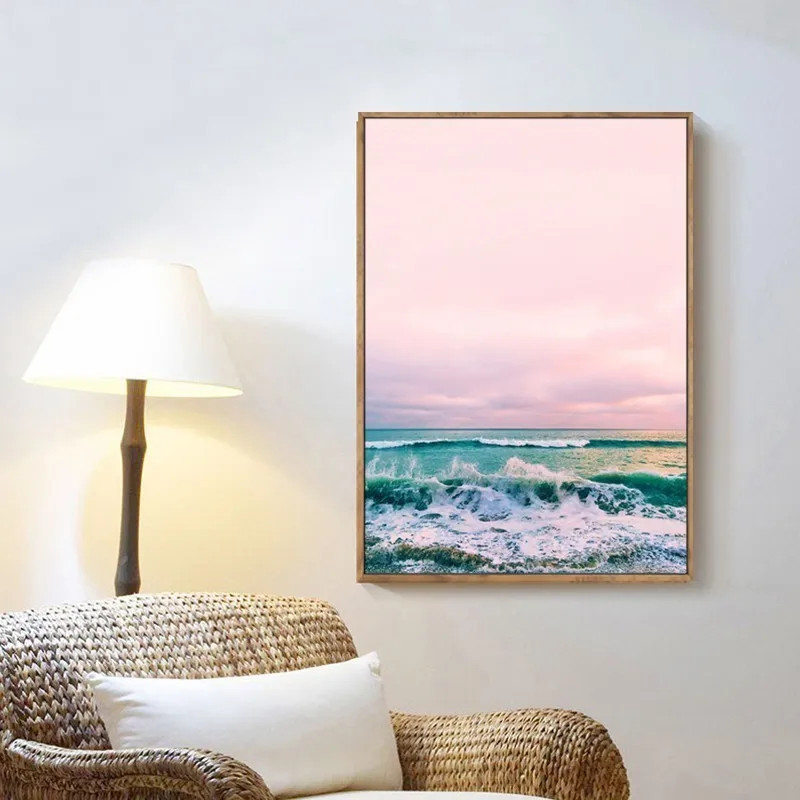 SURE LIFE Ins Nordic Landscape Pink Abstract Face Canvas Paintings Poster and Print Pop Wall Art Pictures Living Room Home Decor | Дом и сад