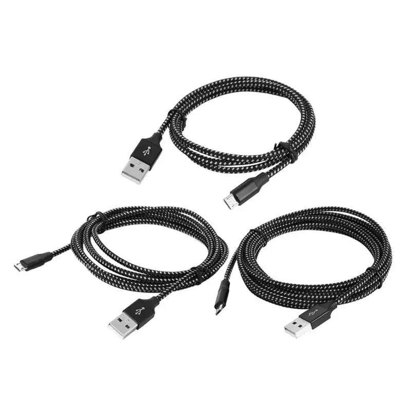 Черный и белый смешанный кабель Micro USB нейлоновый плетеный для передачи данных Быстрый провод быстрого