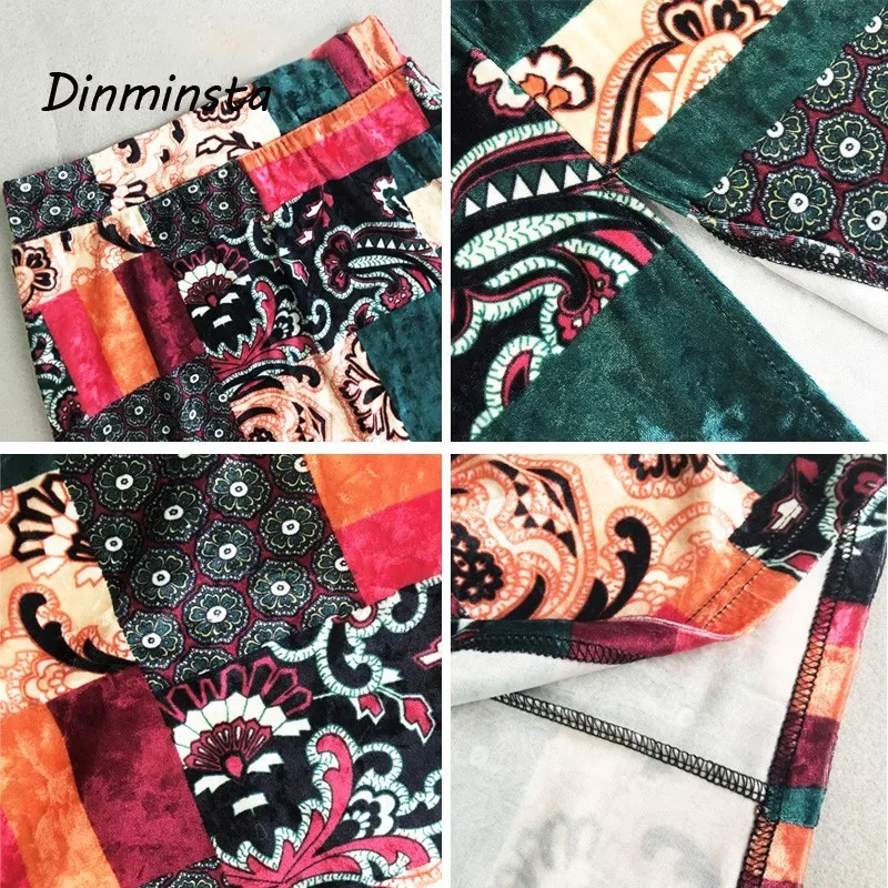 Dinminsta Women Bohemian Fashion Plaid Print Velvet Long Skirt Female Spring Casual Straight Elastic High Waist Maxi Skirts 2019 | Женская