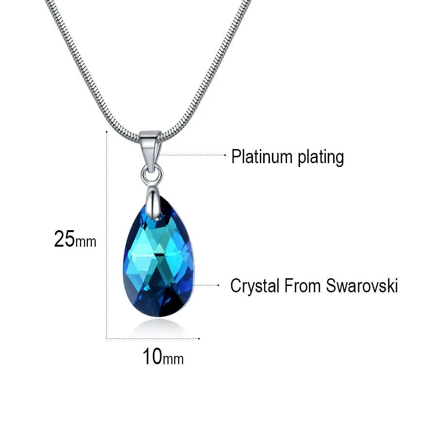 Женский комплект украшений Malanda из колье и сережек капель с кристаллами Swarovski для