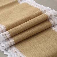 vintage burlap lace hessian table runners table cover natural jute country party event banquet wedding dining table decorations