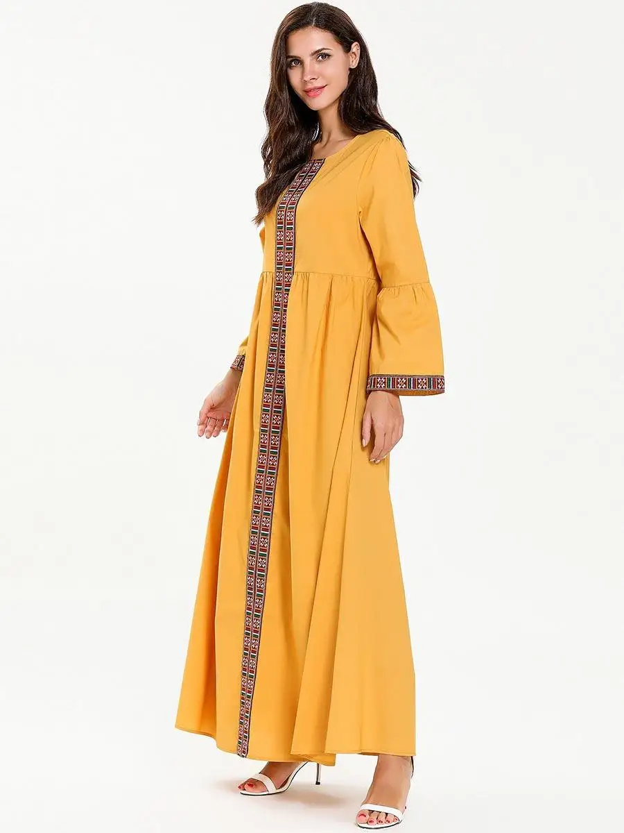 Элегантные Этнические Длинные платье контрастных цветов мусульманские Весна 2019