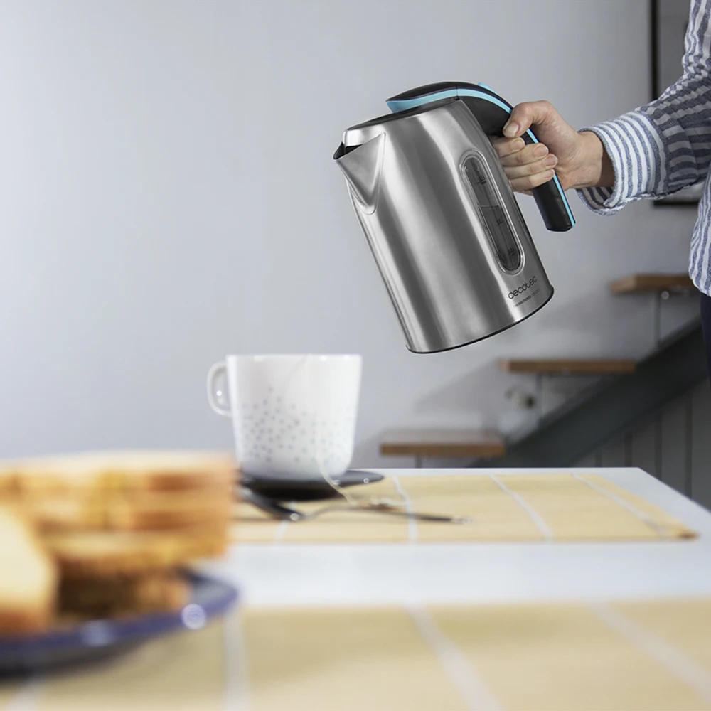 Стальной Электрический чайник Cecotec ThermoSense 270 нагревается до 8 чашек емкость 2200 л Вт