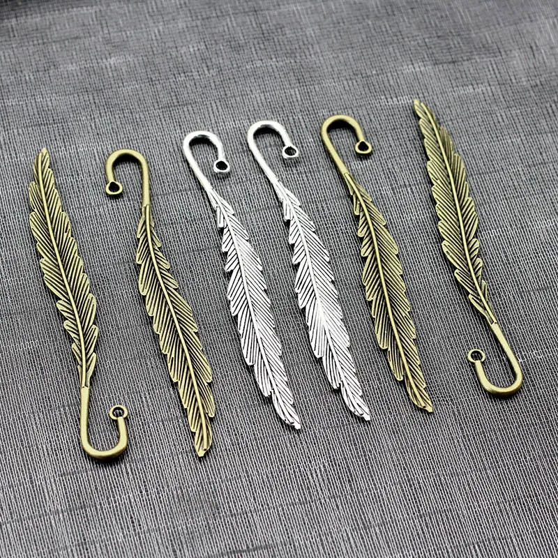 Винтажная металлическая Закладка перо ретро сребро DIY винтажная Шпилька для