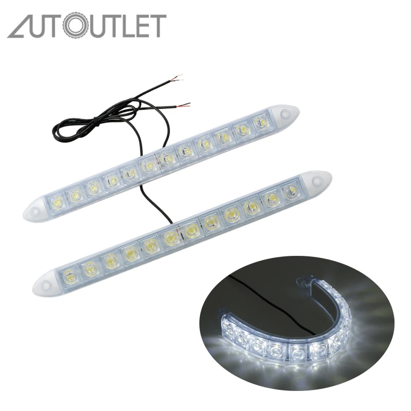 

AUTOUTLET 2 Pcs 12 LED Super Bright LED Car Running Fog Daytime Light waterproof DRL Car Daytime Lamp Auto Fog Light With Screws