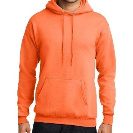 Port &amp Company PC78H Mens Core Fleece Pullover Hooded Sweatshirt Neon Orange - Extra Large | Мужская одежда