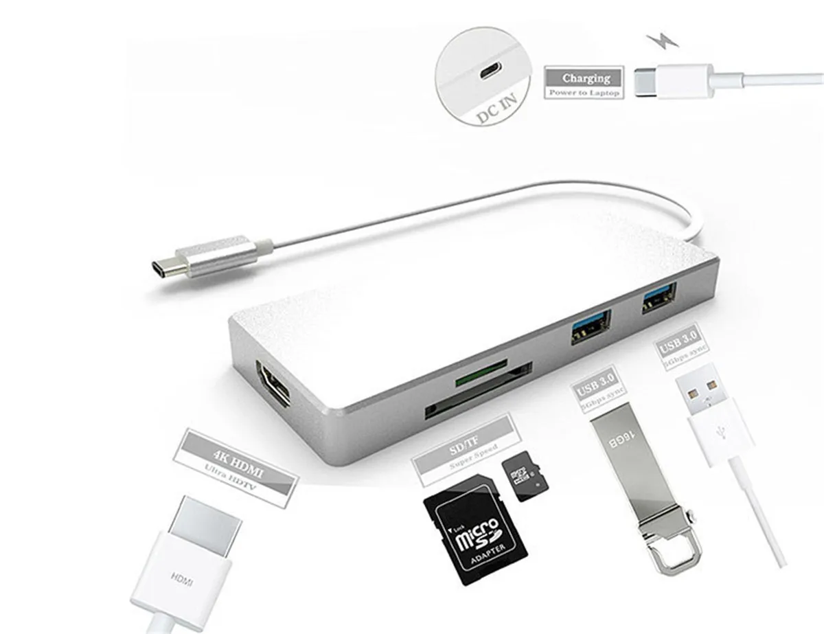 LEORY 8 в 1 usb type C адаптер концентратор для MacBook Pro 3 USB 0 порт/4 K HDMI/RJ45/SD TF кард ридер/USB