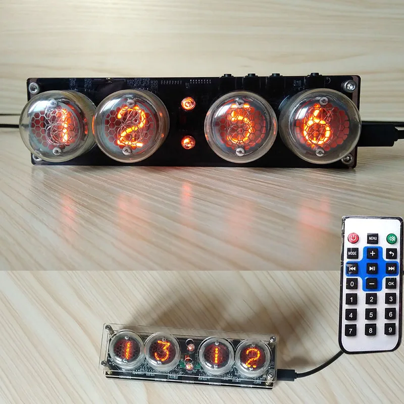 4 битные цифровые светящиеся трубчатые часы Nixie + пульт дистанционного управления