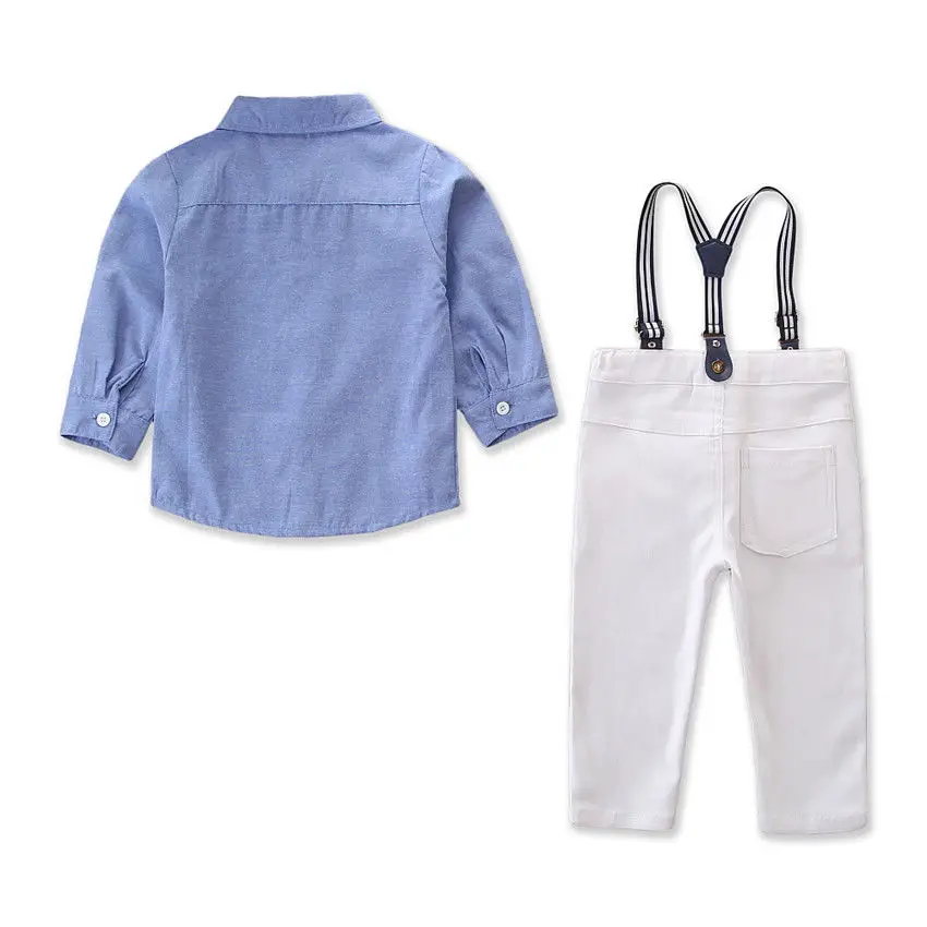 2018 Brand New Infant Kid Baby Boy Gentleman 2PCS Clothes Sets Longsleeve Shirt Tops+Bib Pants Overalls Spring Fall Outfits 2-7Y |