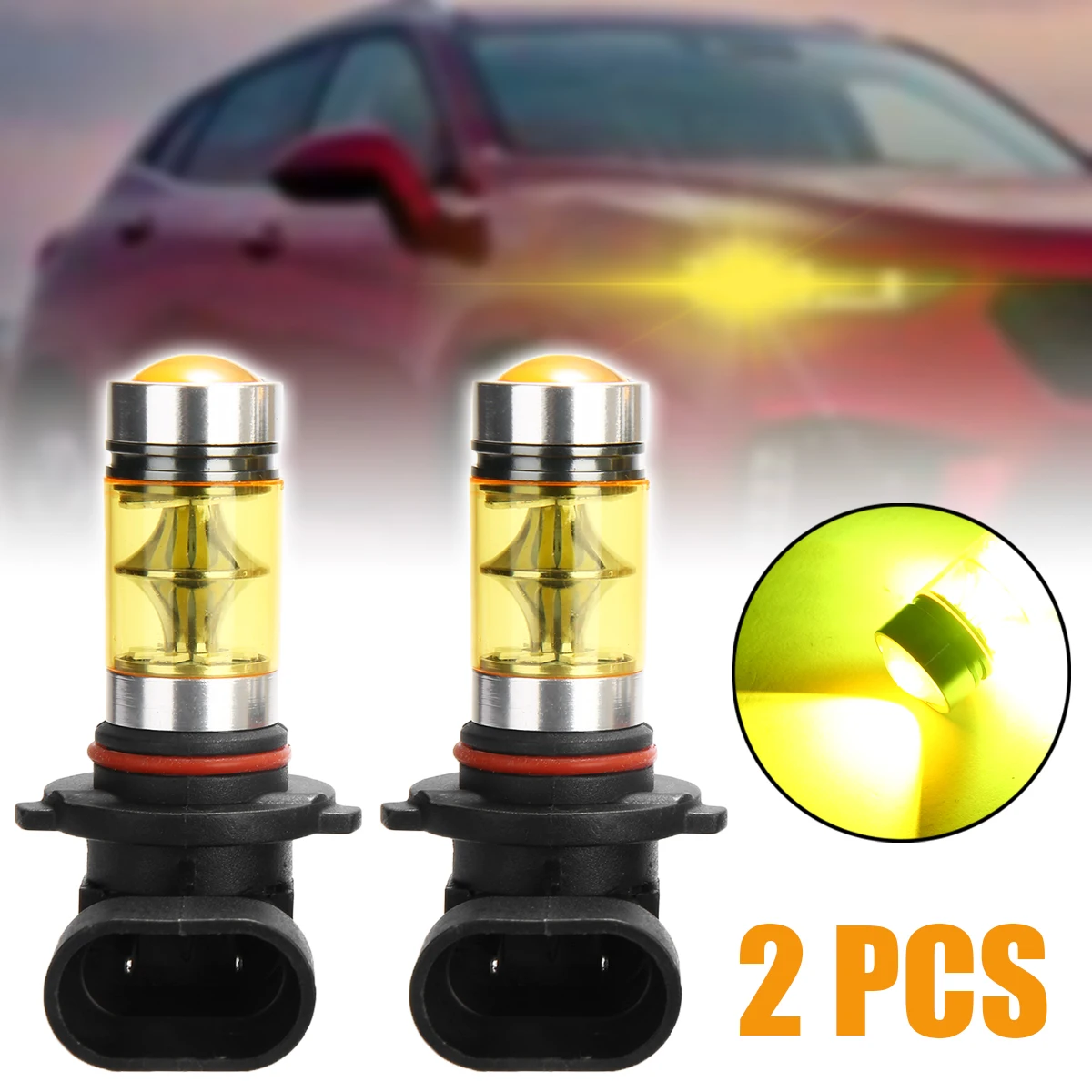 

2 шт. 12В 24В HB4 9006 противотуманная фара 1500LM 4300K золотисто-желтая Автомобильная ходовая лампа для автомобильных светодиодов