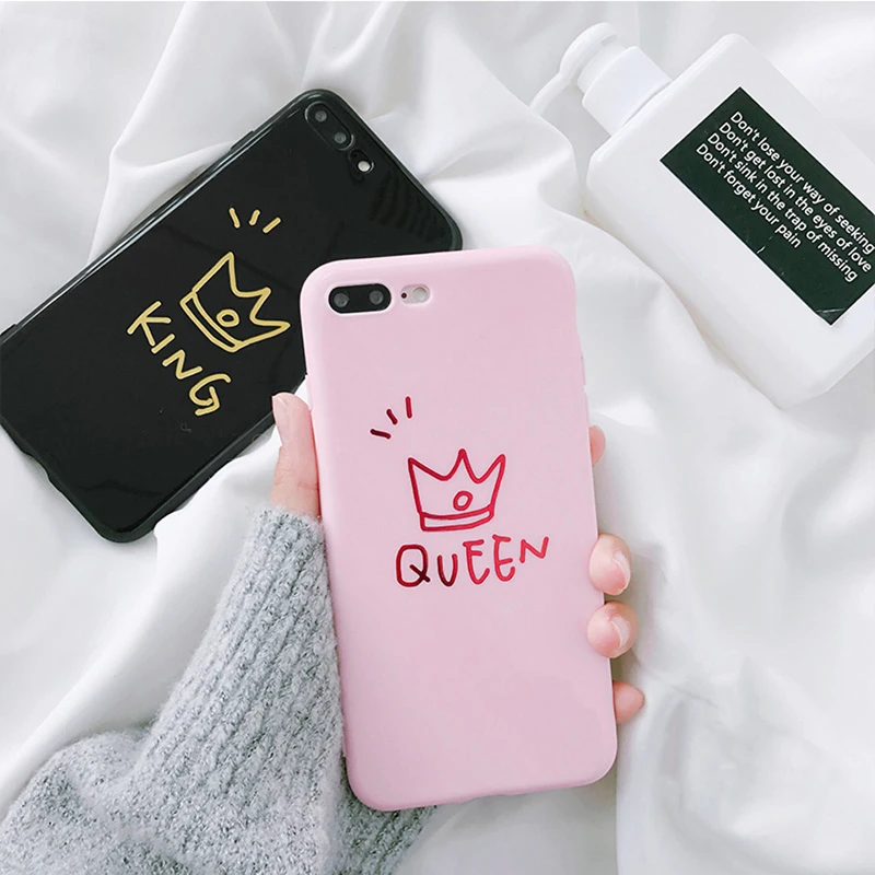 Lovebay Fashion 3D Crown Phone Case For iPhone X XR XS MAX Cover Cases 6 6S 7 8 Plus King Queen Soft TPU Glossy Coque |